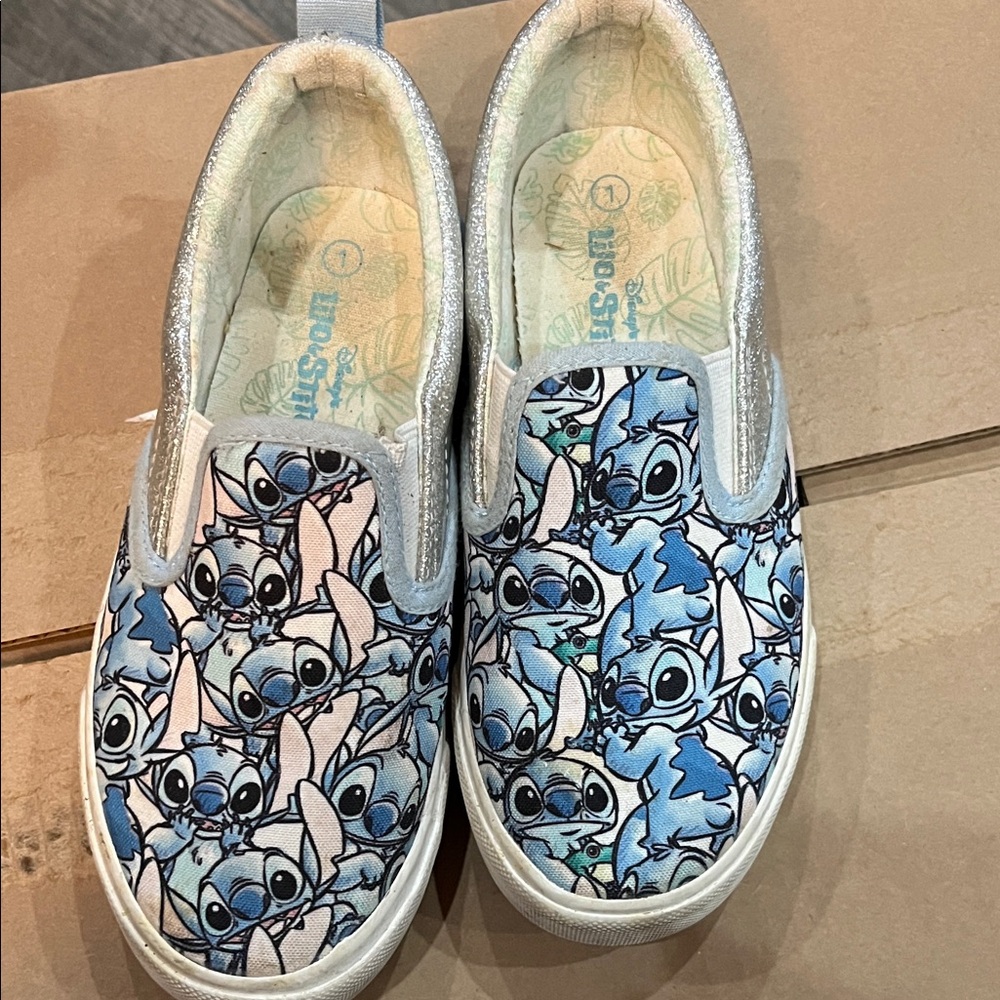 Vans Kids Blue and White Cartoon Slip-On Sneakers